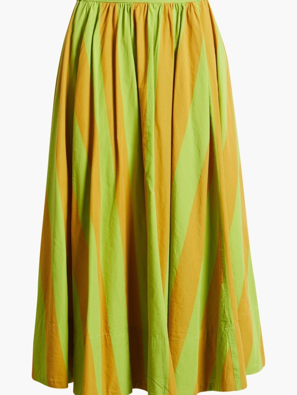 Free People Green and Mustard Striped Maxi Skirt